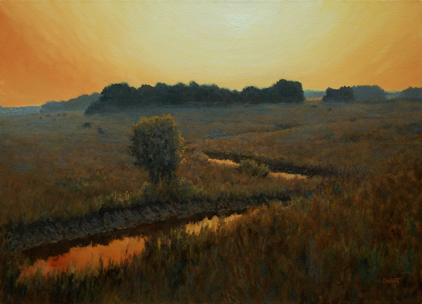A Winding Creek in a Pasture - Randall Bennett