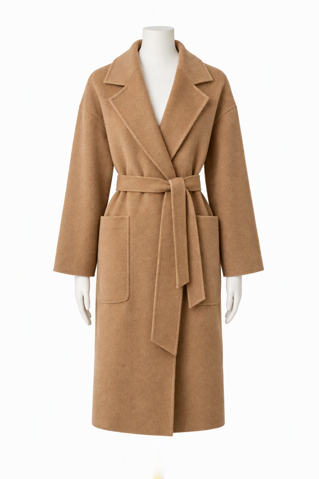 Camel Cashmere Wrap Coat
