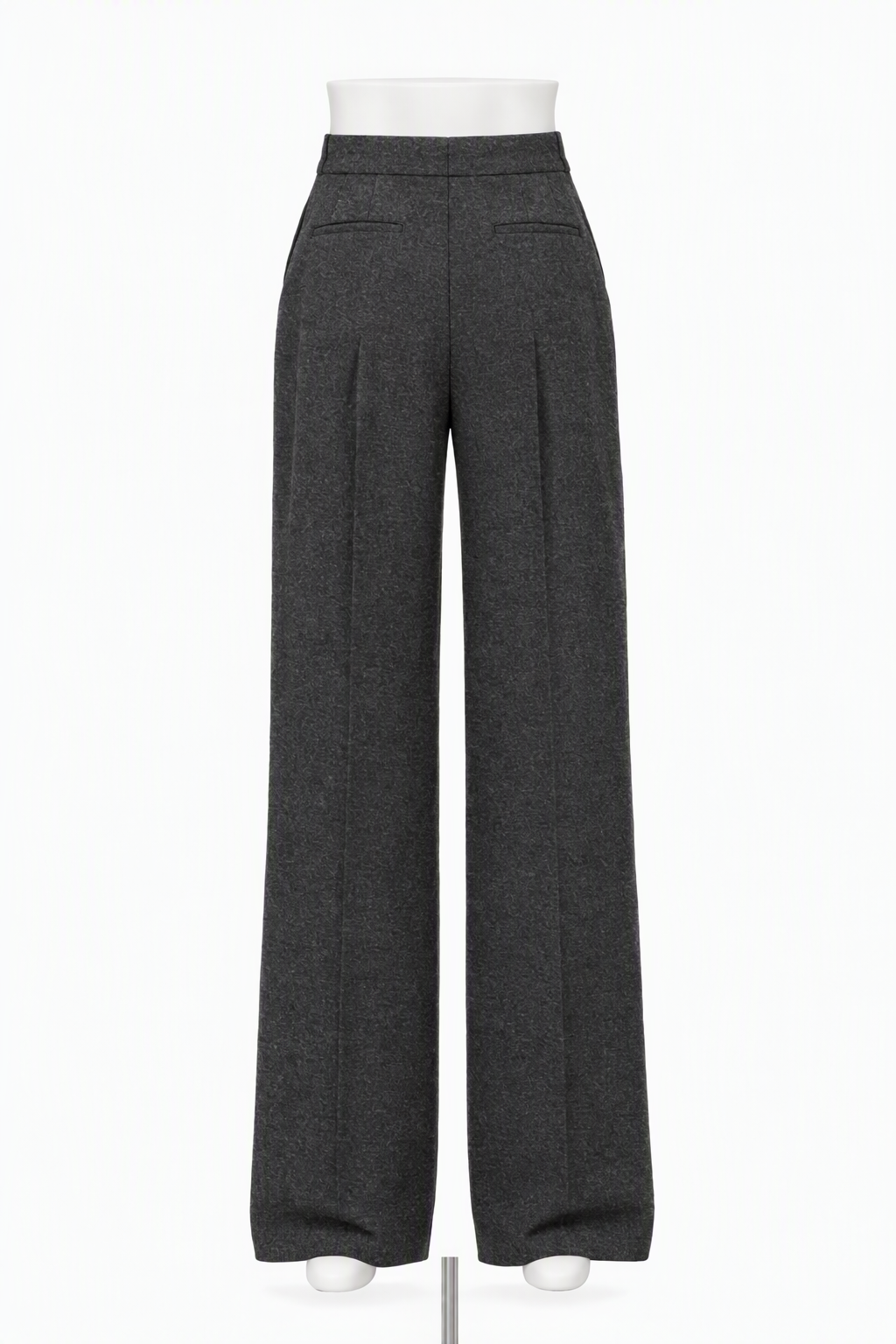 Charcoal Wool Wide-Leg Trousers