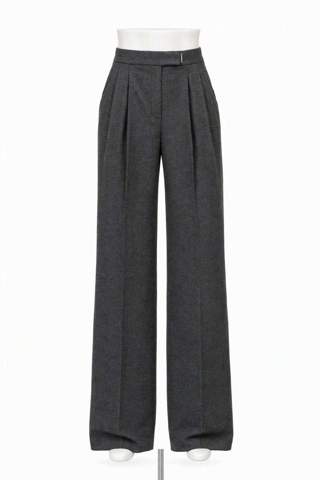 Charcoal Wool Wide-Leg Trousers