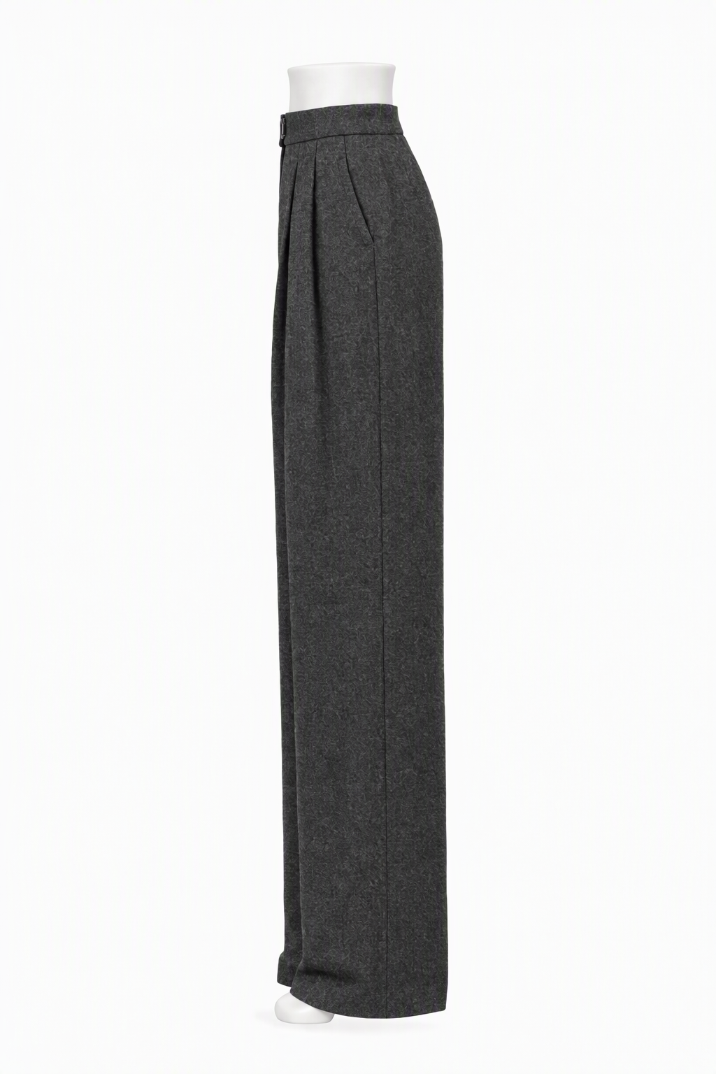 Charcoal Wool Wide-Leg Trousers