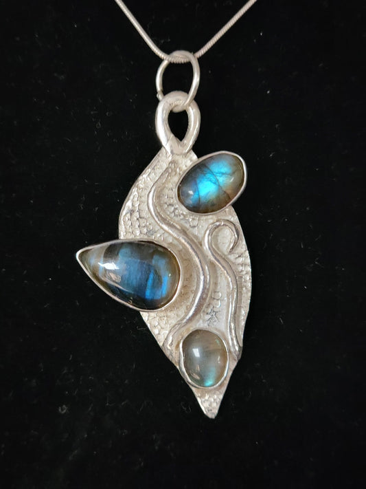 Labradorite Pendant with 3 Stones -  Bruce Chapin