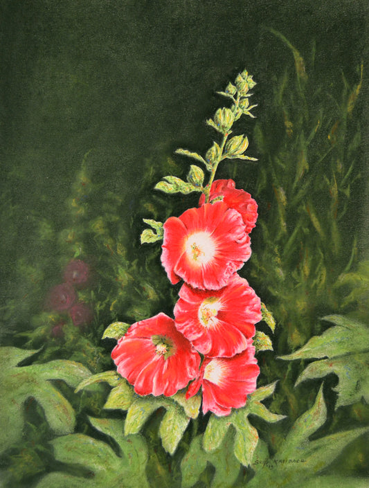Holly Hocks in Red - Henry "Skip" Kreibach