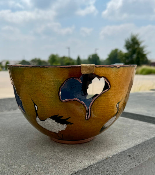 Cranes and ginkgo leaves - Georgia Tasheff